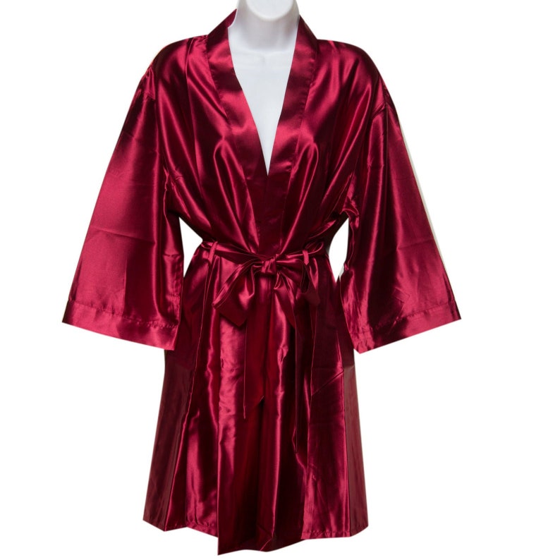 Burgundy Kimono Satin Robes for Women Satin Robes for Etsy