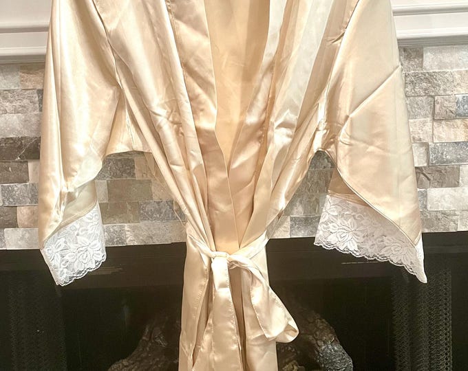 Blush Champagne Lace Satin Robes