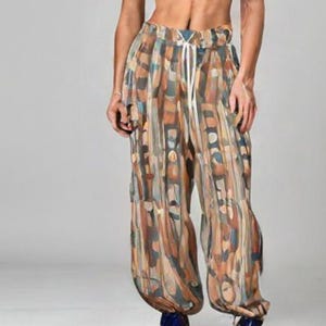 Boho Harem Lantern Pants: Relaxed Poly Waffle Lounge Pants