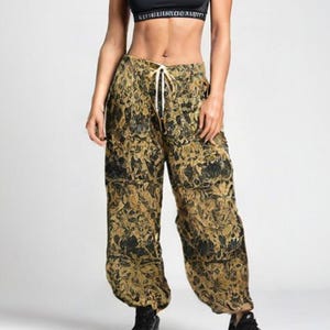 Boho Harem Lantern Pants: Relaxed Poly Waffle Lounge Pants