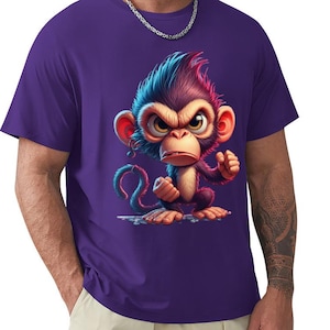 Men&#39;s T-shirt 100% cotton, Funny Monkey Tshirt Gifts, Monkey Lover, Cheeky Monkey TShirt Gifts, Gift for Him T Shirt, Monkey Shirts for Men