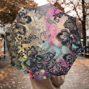 Automatic Folding portable Umbrella, ART Design, Womens Parisol Rain Protection, Period Umbrella, Wizard Waterproof Foldable Umbrella