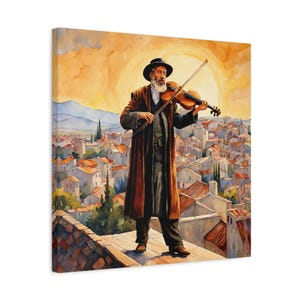Fiddler on the roof, Art wall home decor, Gallery Canvas print, Original paintings, Colorful Wall Art, Large Wall Art, Gifts for holidays
