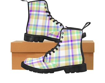 Women's Lace Up Canvas Boots, Geometic Pattern, Nevermore Boots, Doc Marten Boots, Combat Constellation  Wedding Boots,Ankle Boots for Women