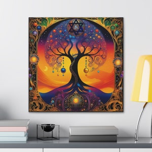 Tree of life wall art canvas,Kabbalah symbol,Qabbalah Ritual Stuff, עץ החיים,Magic Decoration,Kabbalistic art,occult art, Judaica Israel art