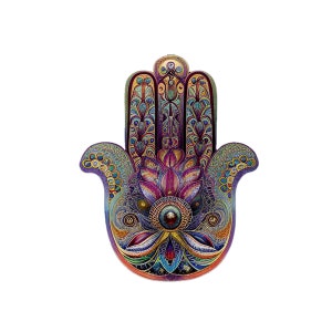 Metal Large Oriental Hamsa Wall Art elegant style, Evil Eye Wall Decor, Home Decor Gift, Choice of sizes, Colorful Hamsa one piece model 1