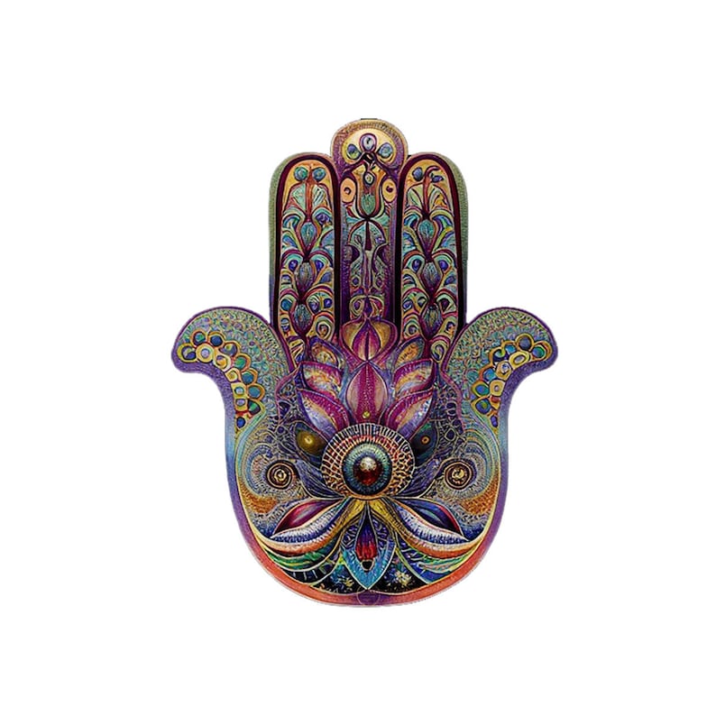 Metal Large Oriental Hamsa Wall Art elegant style, Evil Eye Wall Decor, Home Decor Gift, Choice of sizes, Colorful Hamsa one piece model 1