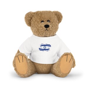 4 (Bear, Bunny, Elephant, Sheep) Different simulations Plush Toys T-Shirt  Flag Israel. T-Shirt Personalized Name Customized Great Gift