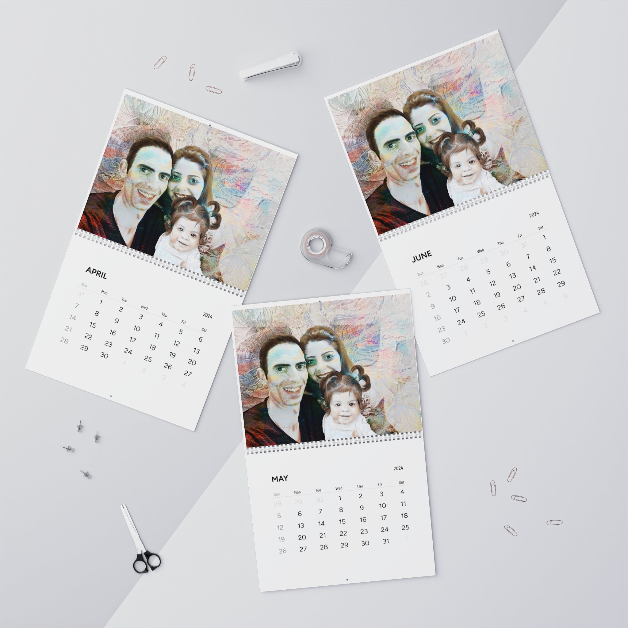 2024 Wall Monthly Calendar, Personalized Painting ,decorative Wall ...