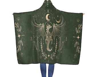 Mantas con capucha de franela con diseño de dragón, regalos personalizados para lectores, regalo personalizado para amantes de los libros, manta ponible para amantes de los libros, selección de colores