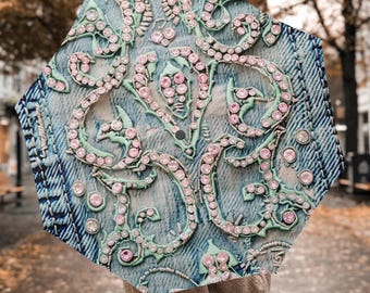 Parapluie pliant automatique à motif vintage pour la pluie, parapluies bohèmes, cadeaux parasols avec poignées, parasol de voyage auto-agrippant