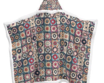 Manta con capucha de punto con estampado personalizado, manta polar unisex extragrande, forrada con sherpa, regalo ideal para él y para ella, regalos personalizados