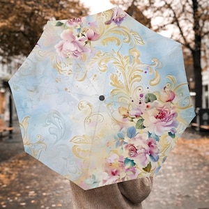 Automatic Folding portable Umbrella, ART Design, Womens Parisol Rain Protection, Period Umbrella, Wizard Waterproof Foldable Umbrella