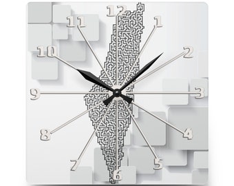 Custom Judaica Art The Holy Land, Israel Land Acrylic Wall Minimalist Clock, Jewish Celebration, Personalized gifts, Round / Square Options
