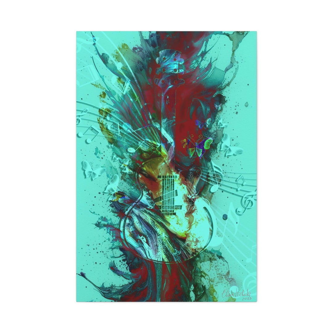 Guitar Abstract Wall Artmusic Home Canvas Etsy