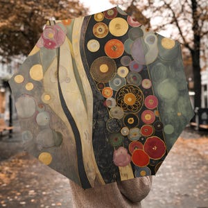 Klimt Artistic Cotton Cropped Jacket, Women's Mid Sleeve Button Cardigan, Casual Layering Shirt, Custom Grift,Graphic Print Casual Outerwear imagen 12