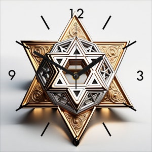 Star of David Big Acrylic Wall Clock, Large Wall Clock Round / Square image 2