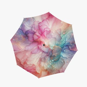 Automatic Folding portable Umbrella, ART Design, Womens Parisol Rain Protection, Period Umbrella, Wizard Waterproof Foldable Umbrella