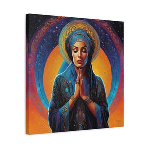 Woman Praying Art Home Decoration, Unique Artwork, Art Lover Gifts, Fine Art Canvas Print, Spiritual Peaceful Art, Serene Painting,Faith Art