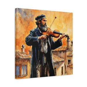Fiddler on the roof, Art wall home decor, Gallery Canvas print, Original paintings, Colorful Wall Art, Large Wall Art, Gifts for holidays