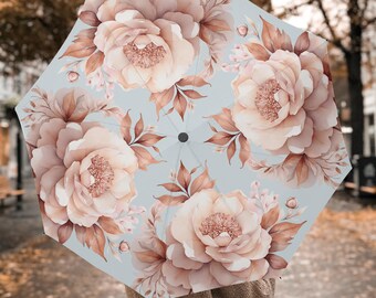 Parapluie pliant automatique vintage à imprimé floral pour la pluie, parapluies bohèmes, cadeaux parasols avec poignées, parasol de voyage auto-agrippant