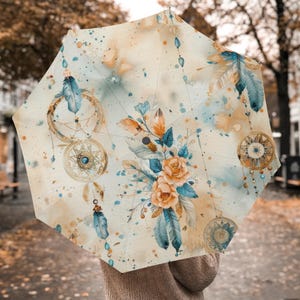 Automatic Folding portable Umbrella, ART Design, Womens Parisol Rain Protection, Period Umbrella, Wizard Waterproof Foldable Umbrella