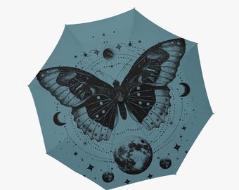 Colors Select Butterfly luna Automatic Folding Umbrella for Rain, Boho Shade Umbrellas, Gifts Parasols,  Travel Hook-and-loop Parasol