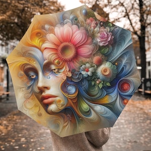 Automatic Folding Umbrella,Umbrellas for Rain,Shade Umbrellas,Flowers Umbrella,Umbrella With Handles,Travel Umbrella,Hook-and-loop Umbrellas