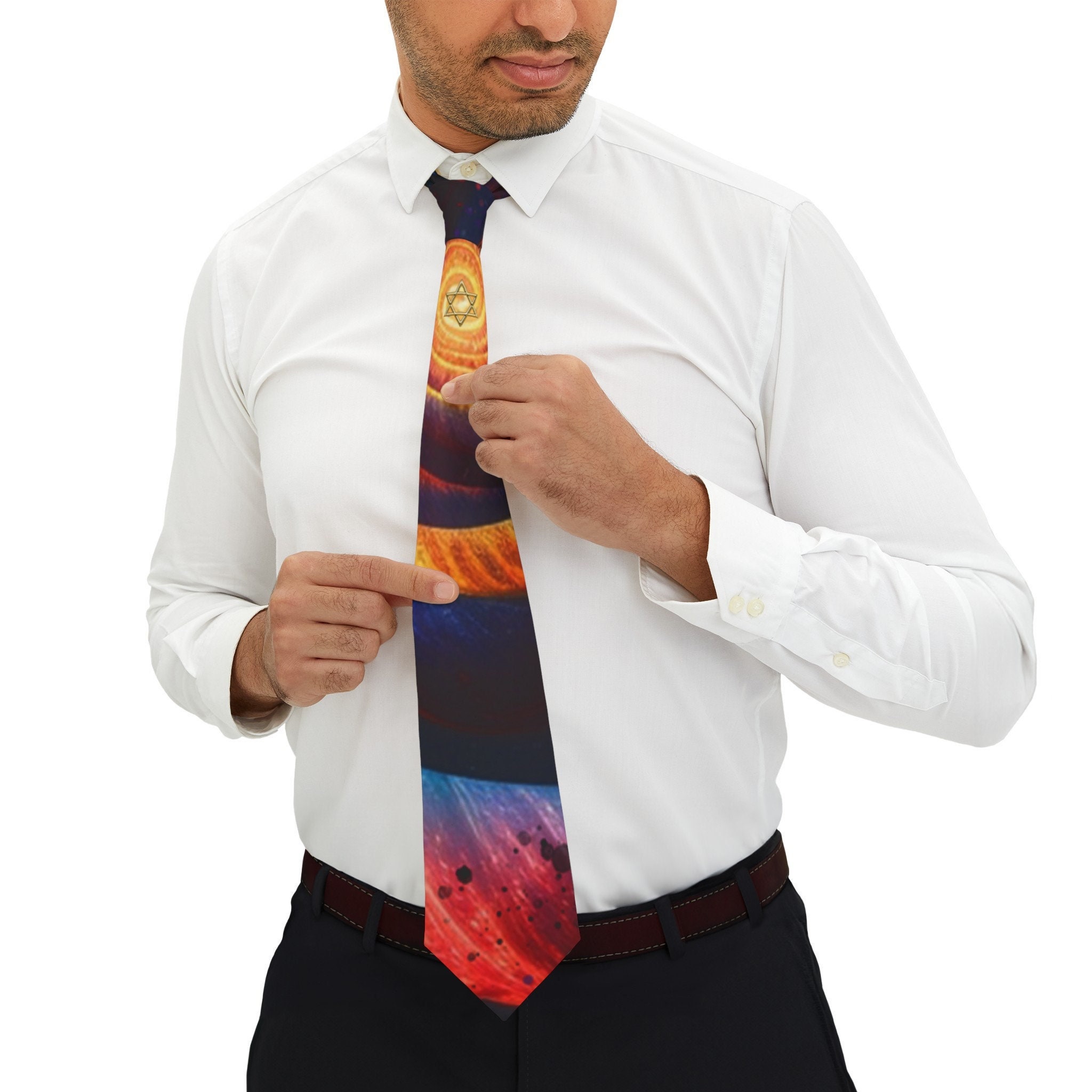 Star of David Print Tie, Jewish Design Necktie, Mens Necktie, Custom Art design, Anniversary Gifts, Personal Neckties, Israel Tie, Neck Ties