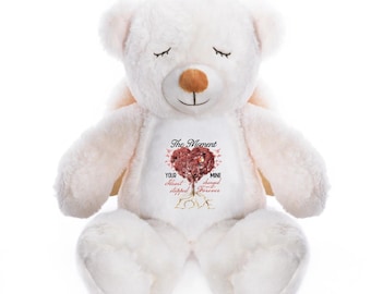 Oso conmemorativo con alas de ángel personalizado, oso guardián de peluche para el recuerdo, mensaje fotográfico personalizado por la pérdida de un ser querido, regalo de condolencia.