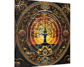 Tree of life wall art canvas, Kabbalah symbol, Qabbalah Ritual Stuff, עץ החיים, Magic Kabbalistic occult art, Spiritual Jewish Home Gift