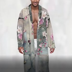 Benutzerdefinierte Herren Locker sitzender Bademantel, Hochzeit personalisierte Geschenke, Spa Loungewear, ethnischen Kaftan, Kimono Robe, künstlerische Hauskleidung, Boho Tuch