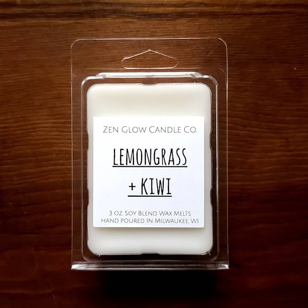 Lemongrass + Kiwi Scented Wax Melts Strong and Clean Herbal Scent - Soy Blend Wax Tarts