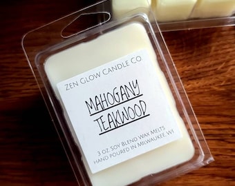 ChicWick Candles 3Pack Mahogany Teakwood Soy Blend Wax Melts 9oz 18 Wax Cubes Wax Tarts Wax Chunks 100 Plus Hours of Quality Fragrance