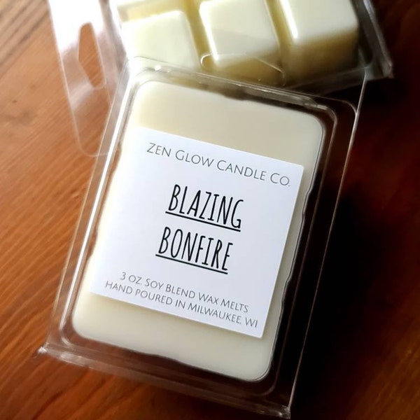 Blazing Bonfire Wax Melts, Charred Cedar + Smoke - Campfire Wax Melts