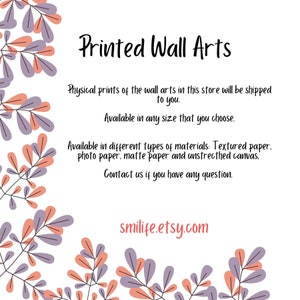 Printing service for printable arts, Wall art print, Printed art, Physical wall art, Print and mail different dimensions.
