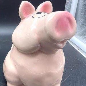 John Malcolm Talbot Westerville Ohio pottery cork snout or Traditional Pink piggy bank