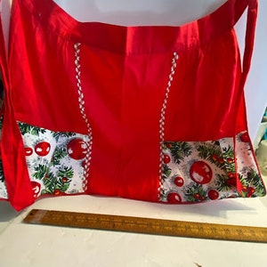 Vintage Christmas Half Apron ~ Christmas Dinner ~ Christmas Apron