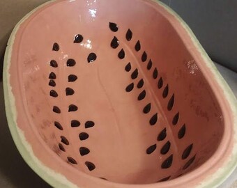 Handmade Ceramic Watermelon Bowl, Summer Picnic Bowl