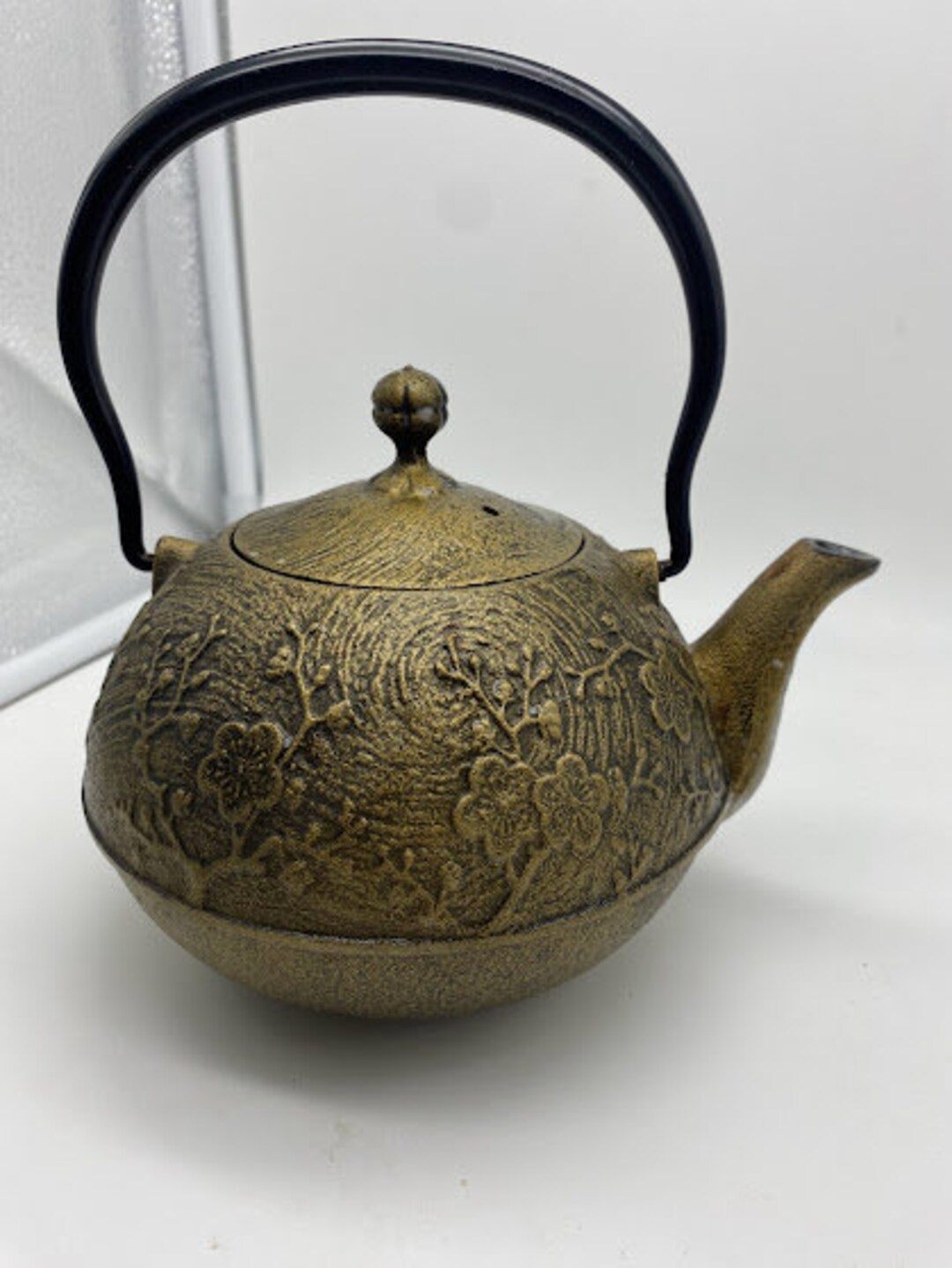 Teavana Cast Iron Teapot W/infuser Bronze Color With Cherry Blossoms