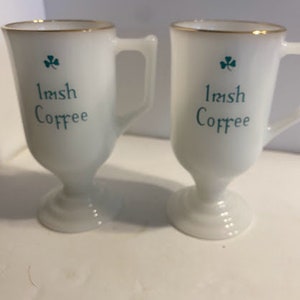 Choice Set of 2 1-Milk Glass Irish Coffee mugs 2-Clear glass Irish Coffee mugs ~ Coffee Mug ~ Irish Coffee