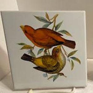 Vintage Trivet/Tile/Hotplate Calico Cat or Bird Tile Made in Italy ~ Price is for 1