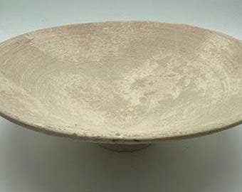 Haeger pale salmon colored pedestal bowl textured matte glaze 10 inch diameter