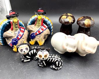 Salt and Pepper Shakers Turkey Day of the dead piggy mushroom