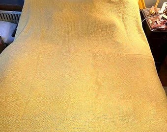 Esmond by Chatham vintage waffle weave thermal blanket harvest gold with satin edge 72x65