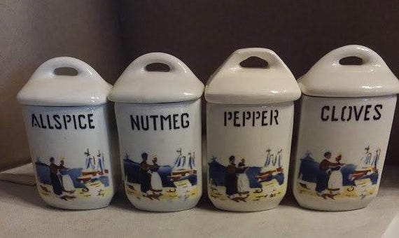Vintage Czecho-Sloviakian Ceramic Spice Containers Herbs and Spices