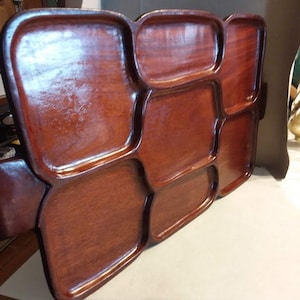 Vintage Mahonie Charcuterie Server 7 Compartimenten &quot;House of Mahogany NY&quot;