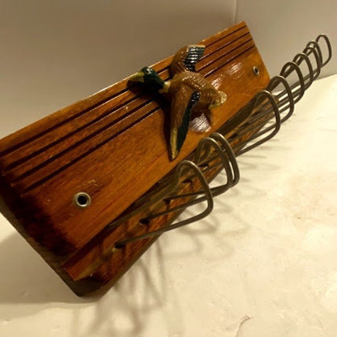 Vintage Wood Tie Rack With Mallard Duck Etsy