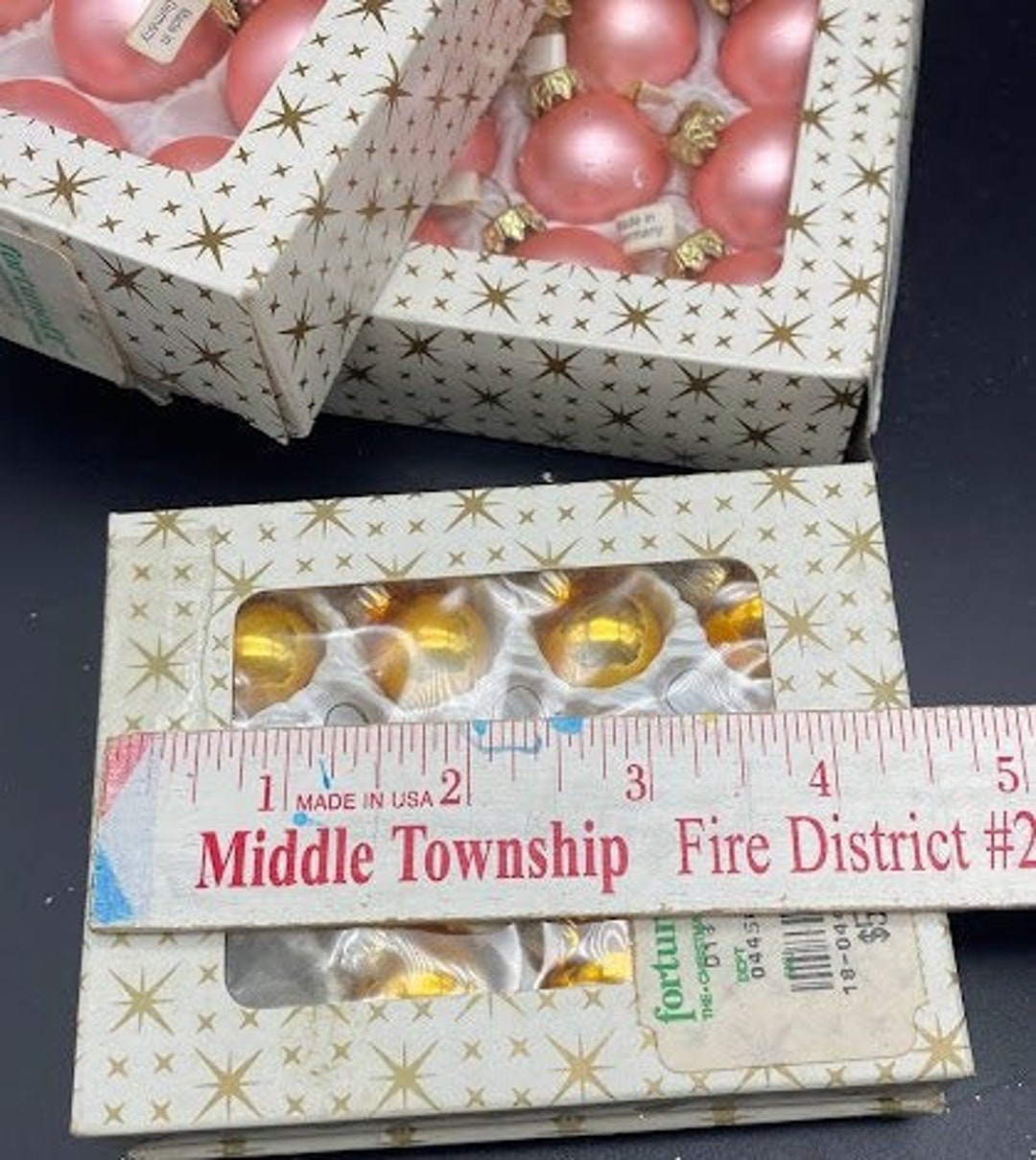 Mini Glass Balls Made in Germany Choice Gold or Pink 2 Boxes in Either