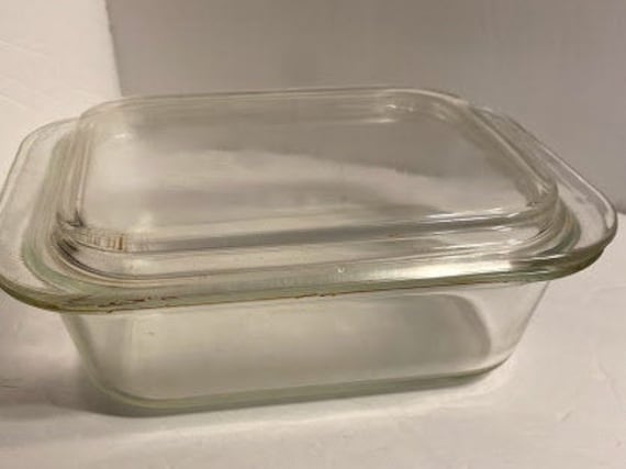 Clear Pyrex Rectangle Refrigerator Box W/lid 8x8 